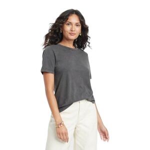 A New Day S super soft cotton modal blend folded sleeve crew neck tee shirt